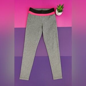 La Vie En Rose Gray Leggings with Pink and Black Waistband - Size S